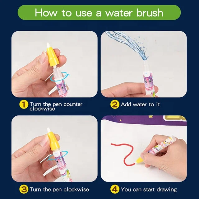 Letters Learning Kids Creative Water Drawing Mats Reusable Aqua Magic Water Doodle Mat Luminous Glowing Drawing Mat for Kids
