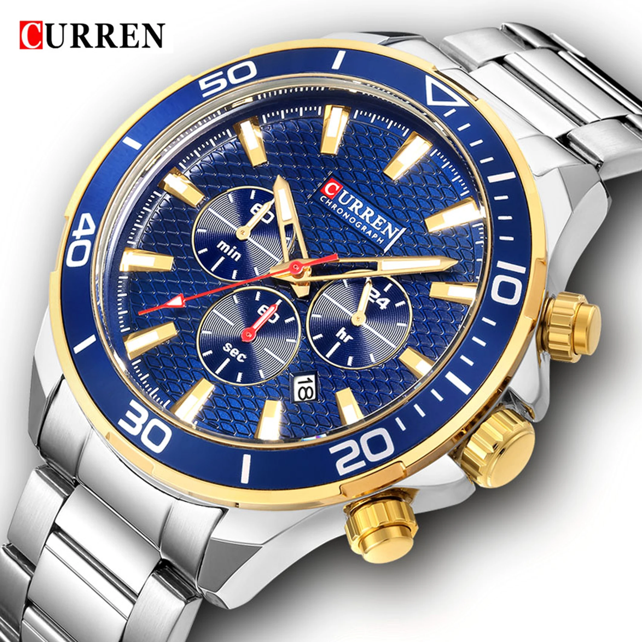 CURREN 8309 люксовый бренд аналоговые спортивные наручные часы мужские кварцевые с ремешком из нержавеющей стали для мужчин Relogio Masculino 2018