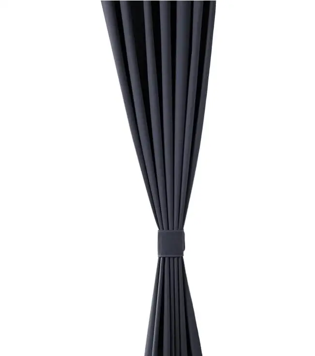 Black 2 Panels Living Room Darkening Blackout Beaded Window Water Writing Curtains Solid Knitted with Tie Backs Set 52 X 96 Inch