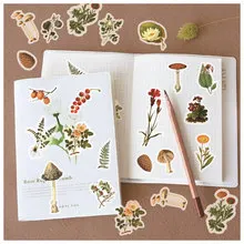 Vintage PET Transparent Flower Sticker Bag Creative Handbook DIY Plant Stickers 12 pieces