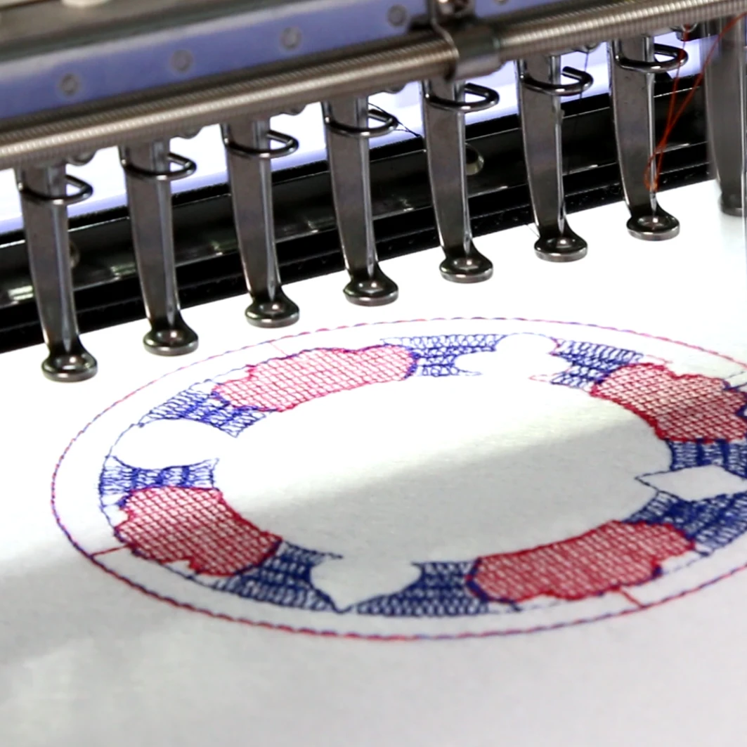 Industry Flat Embroidery Machine 12 Needles Monogramming Machinery For Tshirt  Hat Textile  Fabric
