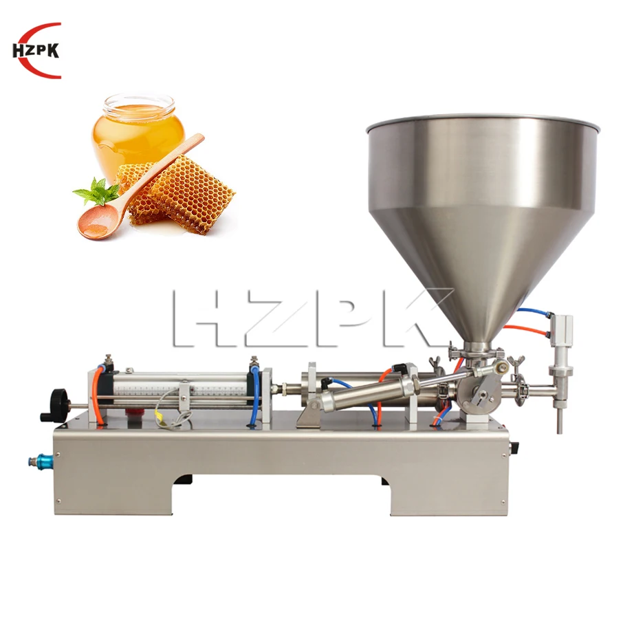 HZPK Paste Fluid Honey Juice Tomato Chilli Sauce Shampoo Semi Autometic Liquid Filling Machines Liquid 100 Ml Glass Bottle