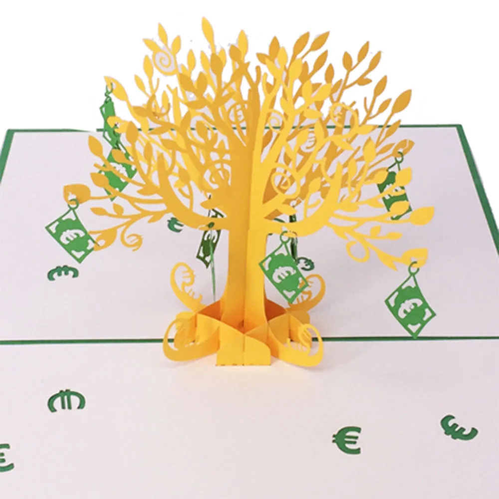 
WINPSHENG Custom 3D Pop Up Card Money Tree Greeting Card Designs 