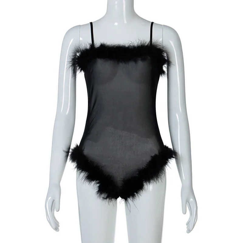  2021 Winter new nightclub sexy mesh see-through raw edge sling woman