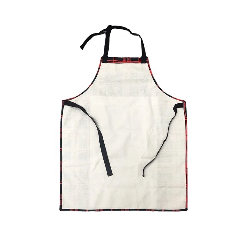 Christmas Day OEM Design Red Plaid Apron Customized Logo Baking Kitchen Aprons Sublimation Blank Buffalo Plaid Aprons