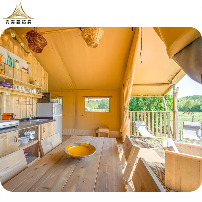 Outdoor hotel tents tourist project luxury safari tent glamping waterproof log cabin