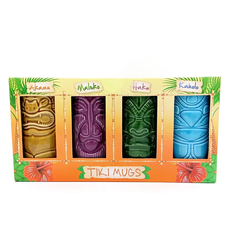 Hot sale custom Ceramic colorful Tiki Cup cocktail mug without Handle