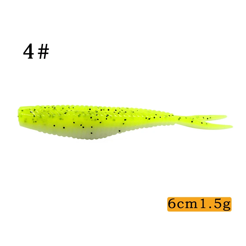 Новое поступление 1 5g 6 см в наличии 8 цветов 10 шт./пакет для рыбалки мягкие блесны на удочку супер Fluke раздвоенный хвост приманки