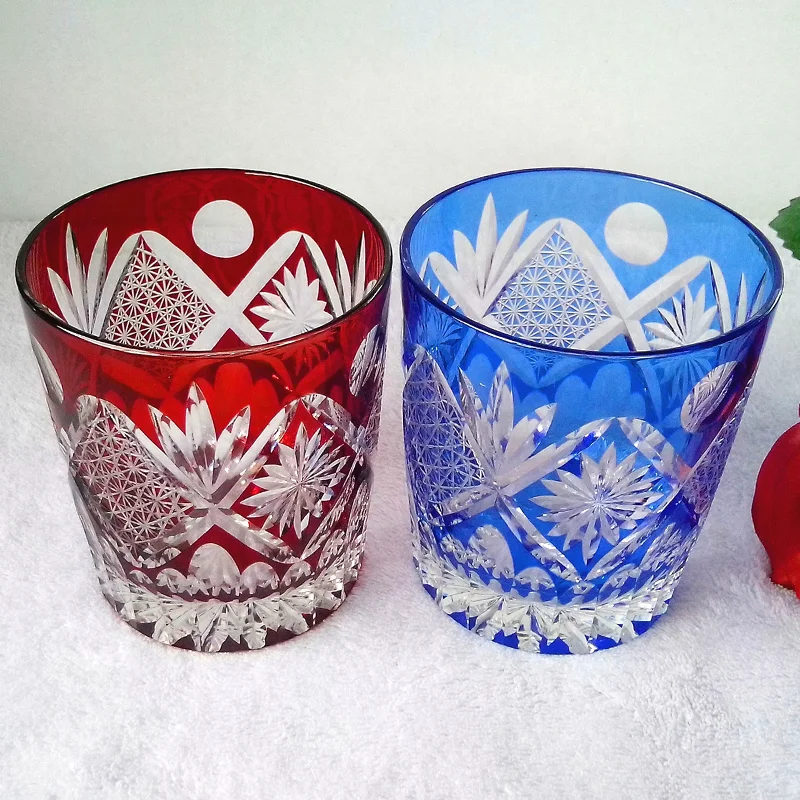 Vintage Crystal sake glasses Luxury crystal colored lead-free glass sake glasses with thick bottoms Crystal cup