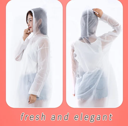 
White Transparent Hooded Long Raincoat for Man and Woman Waterproof EVA Rain Wear 