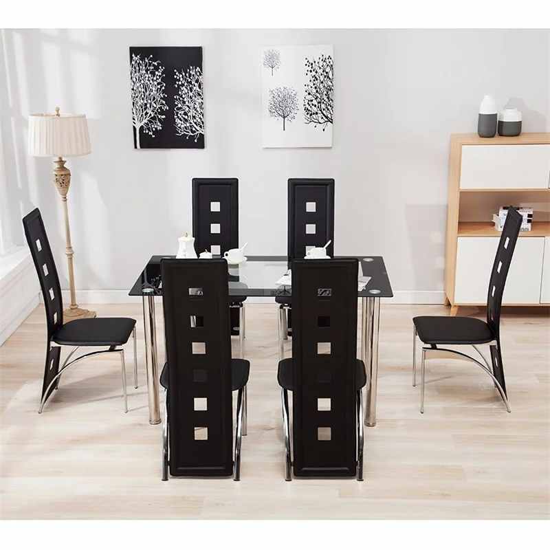 Luxury style cheap price dinning table set for 4 chair dining room furniture glass top dining room set table