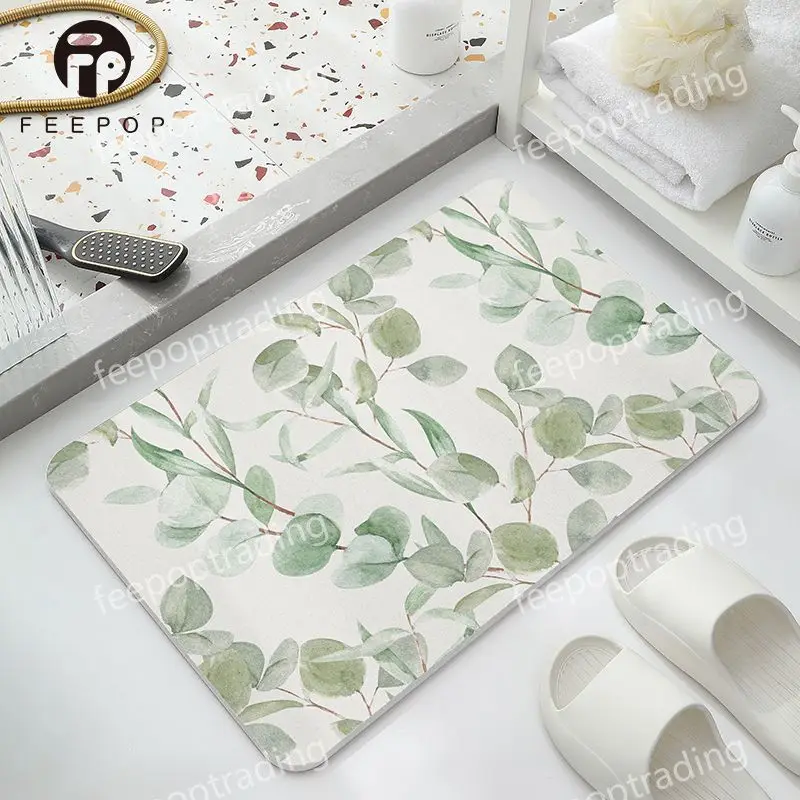 [Feepop] High Quality Diatomacous Bath Mat Eco-friendly Home Accessories Diatomaceous Mat Stone Diatomite Mats for Bathroom