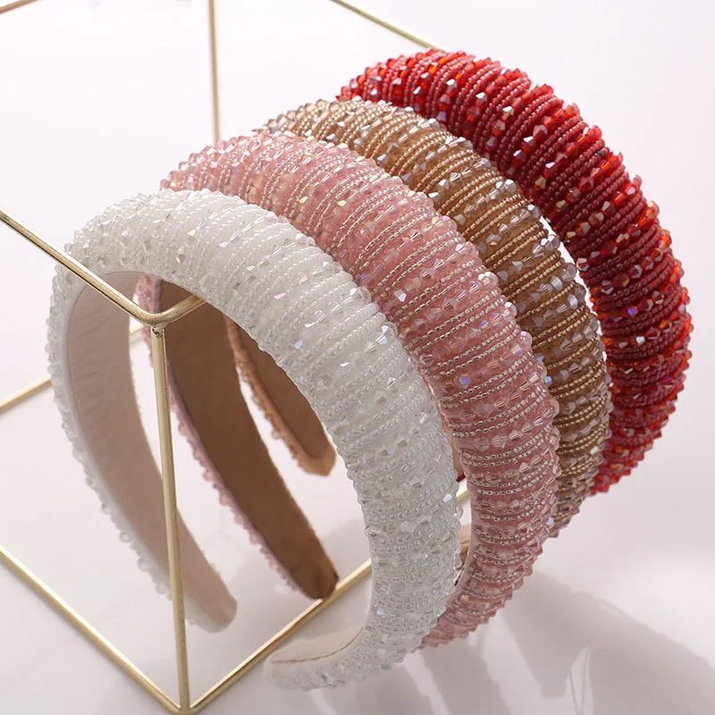 Crystal Headbands Fashion Hair Hoop Bands Bezel Luxurious Rhinestones Sponge Hairbands Women Hair Accessories Headdress