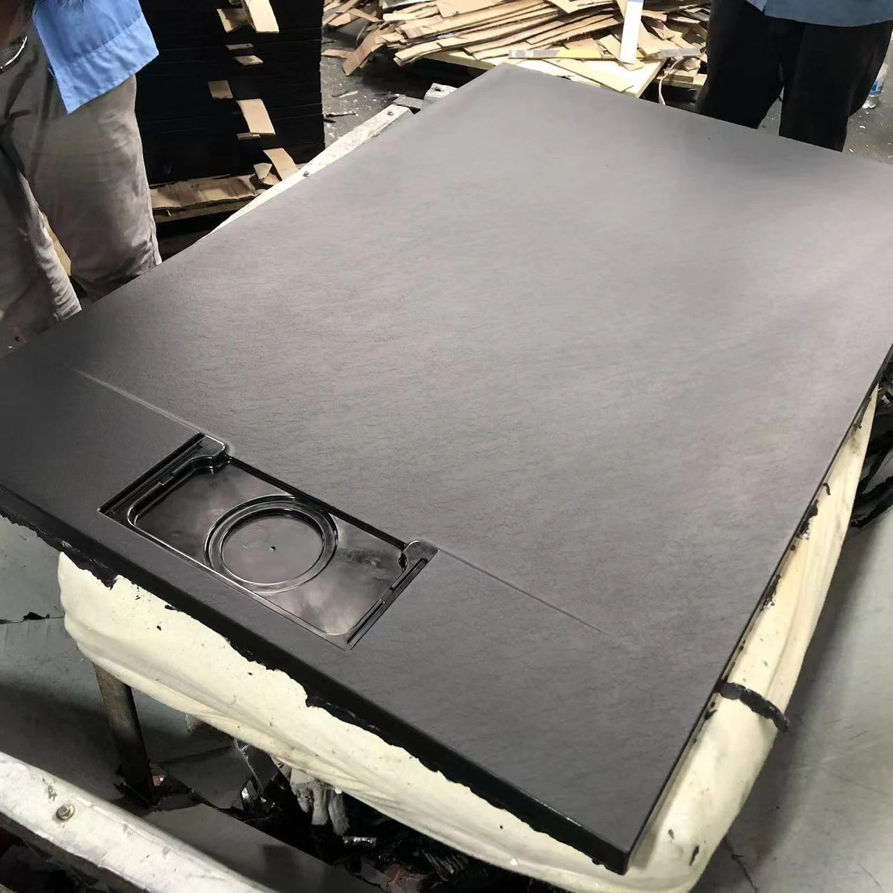 Черная подвижная розетка для отходов каменная смола сланцевый глубокий пол плоская душевая коробка