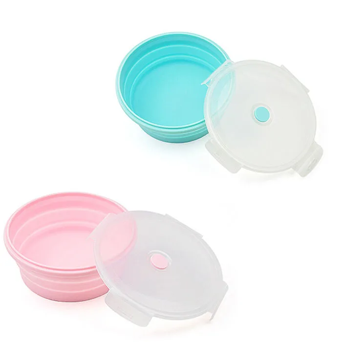 BPA FREE 4PCS Different Sizes Stackable Reusable Silicone Food Container Set