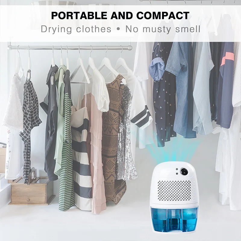 2024 New Launch Moisture Absorber Dryer Machine basement closet home car mini dehumidifier with light LED Display Quiet 800ml