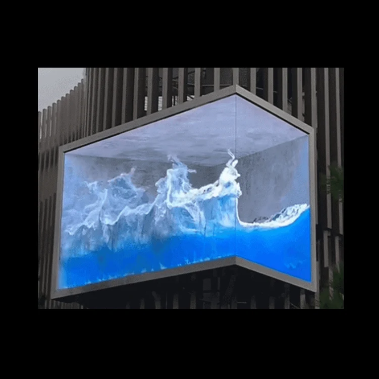 Outdoor Building Surface Naked Eye 3D LED Screen Wall 3D Mapping Images Audio Video Lighting Curved Display Screen
