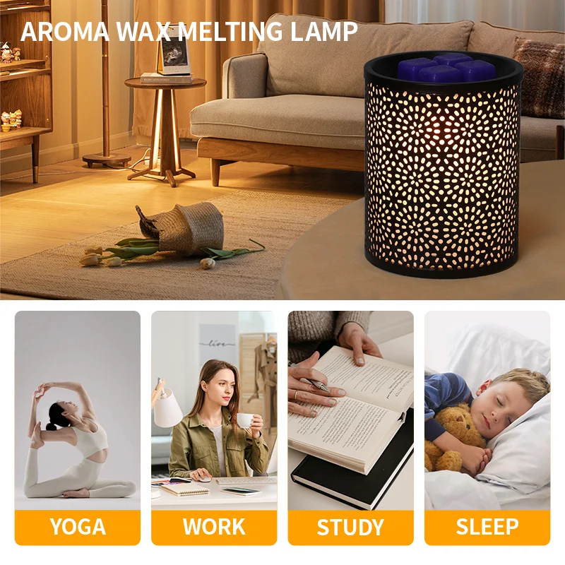 Aromatherapy Lamp Perfume Wax Melt Burner with Lavender Scented Home Wax Warmer Essential Oil Tea Rose Scented Oil Diffuser