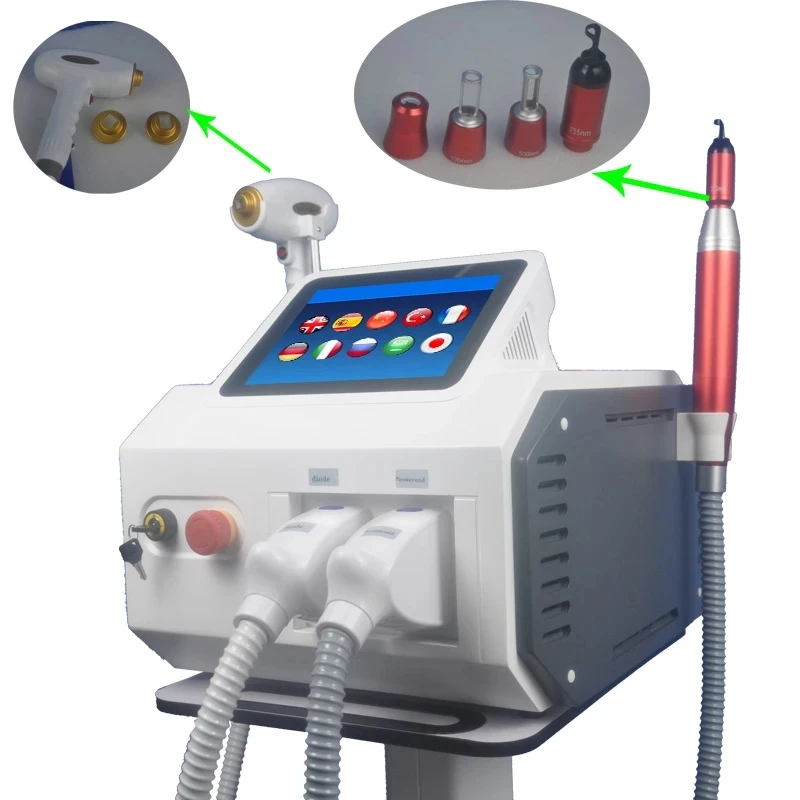 2022 new arrivals diode laser 755 808 1064nm 2 in 1 nd yag laser  laser diodo 808 hair removal machine