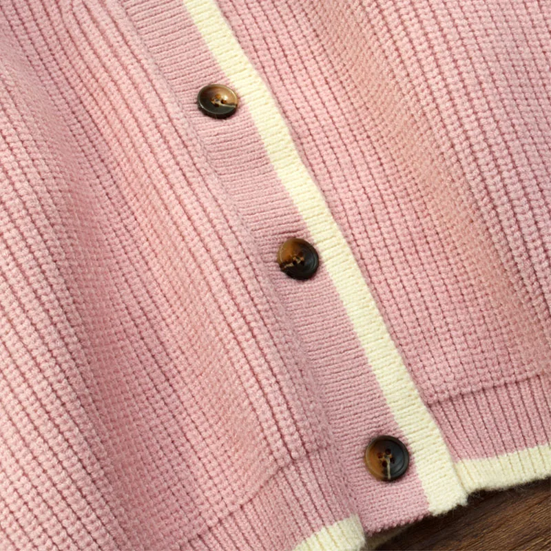HUIFAN Kid Autumn Long Sleeve Knitwear Cotton 3-11 years Button Girl Knit Cardigan Sweater for Kids Children