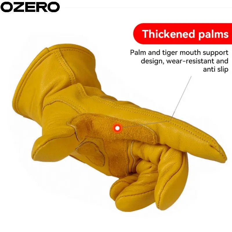 Heat Transfer Printing LOGO Unisex Working Comfortable GoatSkin Cowhide Sport Breathable Waterproof Leather Driver Gloves Gloves