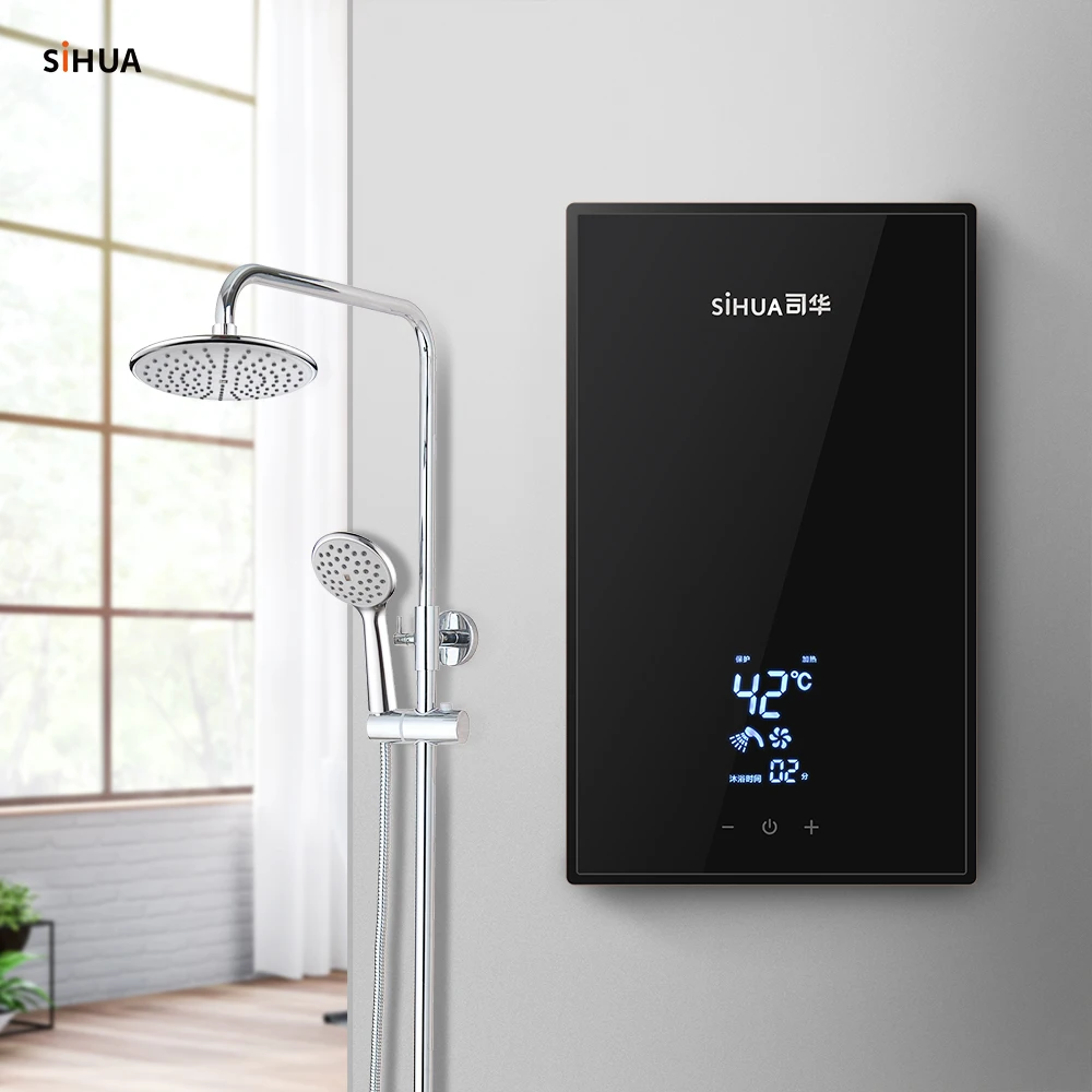 SiHUA Cast Aluminum Heating Element Instant Heating LED Display Touch Control Electric Water Heater Tankless