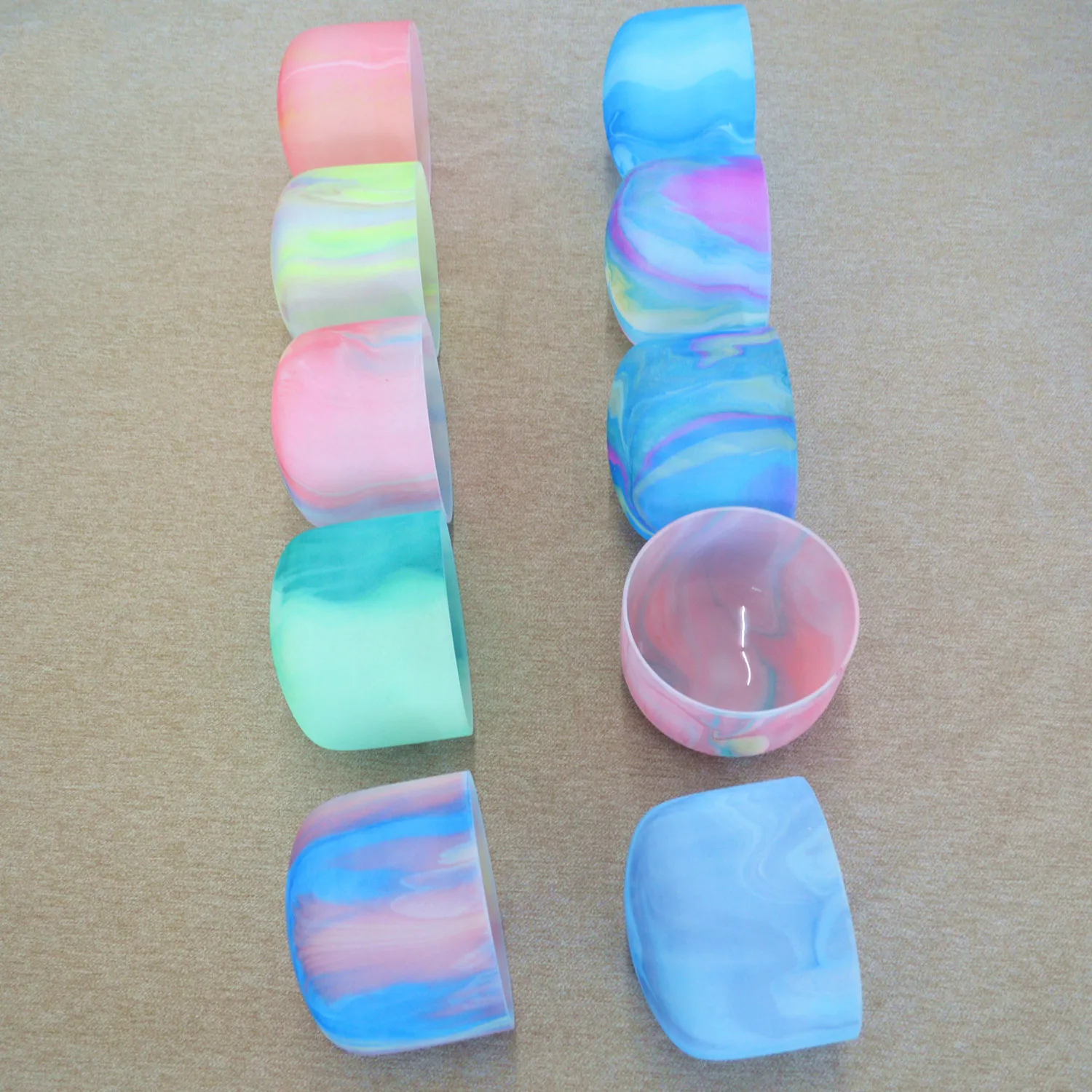 Customized Colorful Pattern Hand Painted Frosted Crystal Singing Bowls for Sound Healing and Meditation