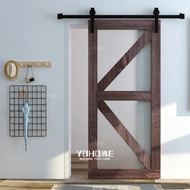 Mexico style prehung barn door set sliding barn doors wood and glass barn door