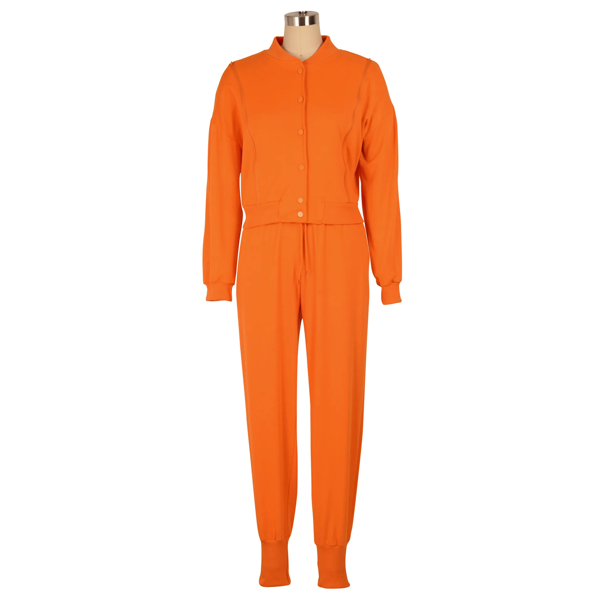 Custom Joggers Sweatpants Fall Spring 2024 Winter Clothes 2 Piece Button Cropped Varsity Jackets Tracksuits Set For Women