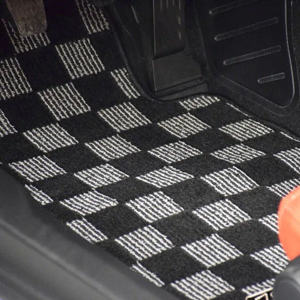 Universal Tufted Car Floor Mats with Checkered Pattern Carpet for Car with TPR Backing for all cars