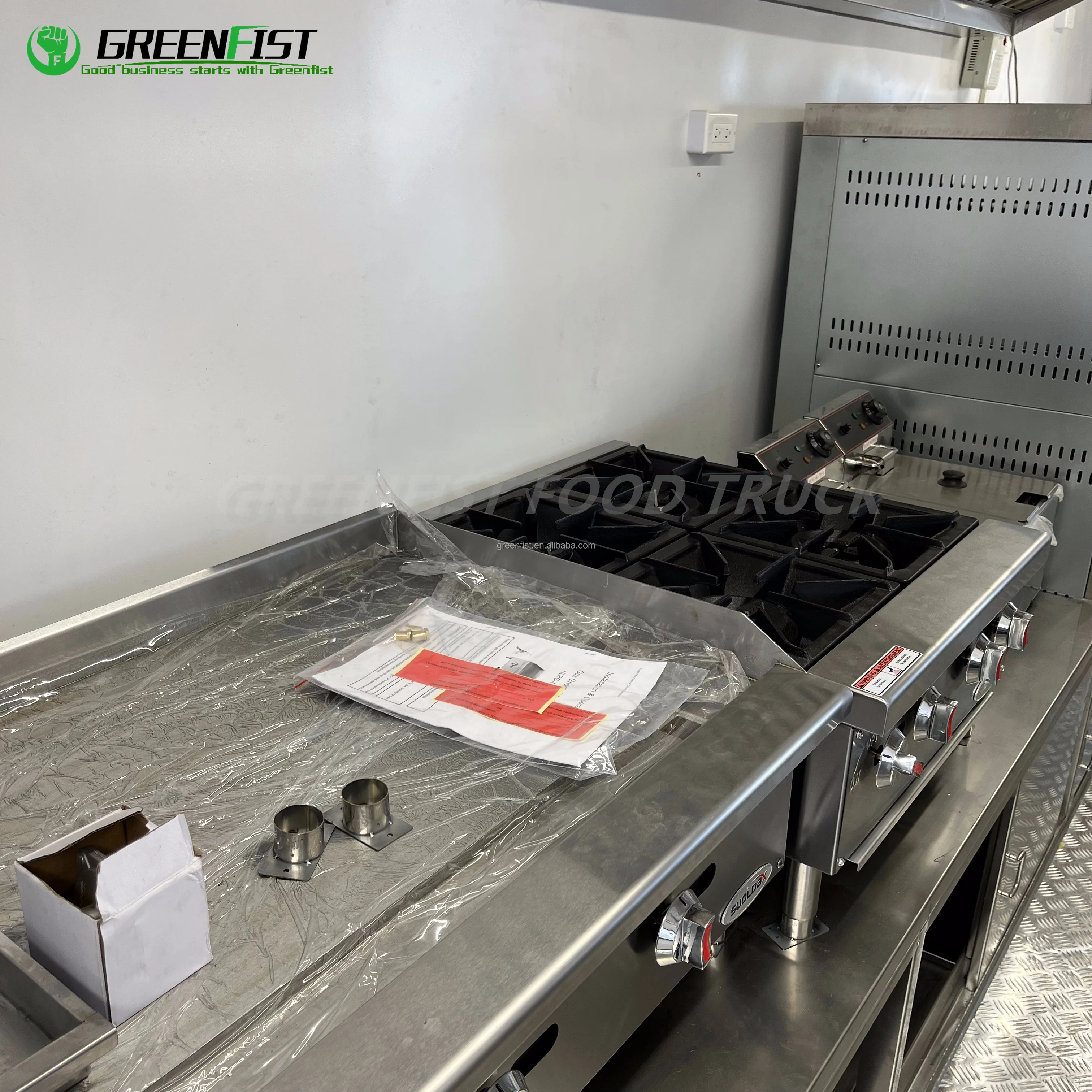 15ft Black Customized Fully Equipment truck food pizza  Fast Food Mobile Food Trailer for Hot Sale