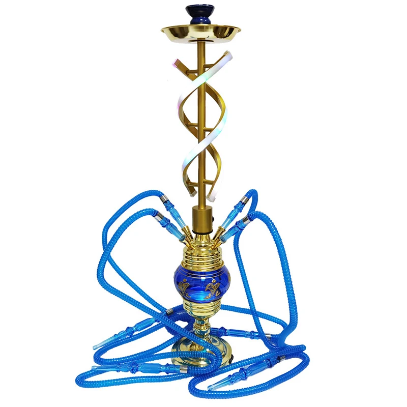 Оптовая продажа четыре шланга Sheesha Hukah светодиодный кальян черный перезаряжаемый с ароматическими палочками импортный
