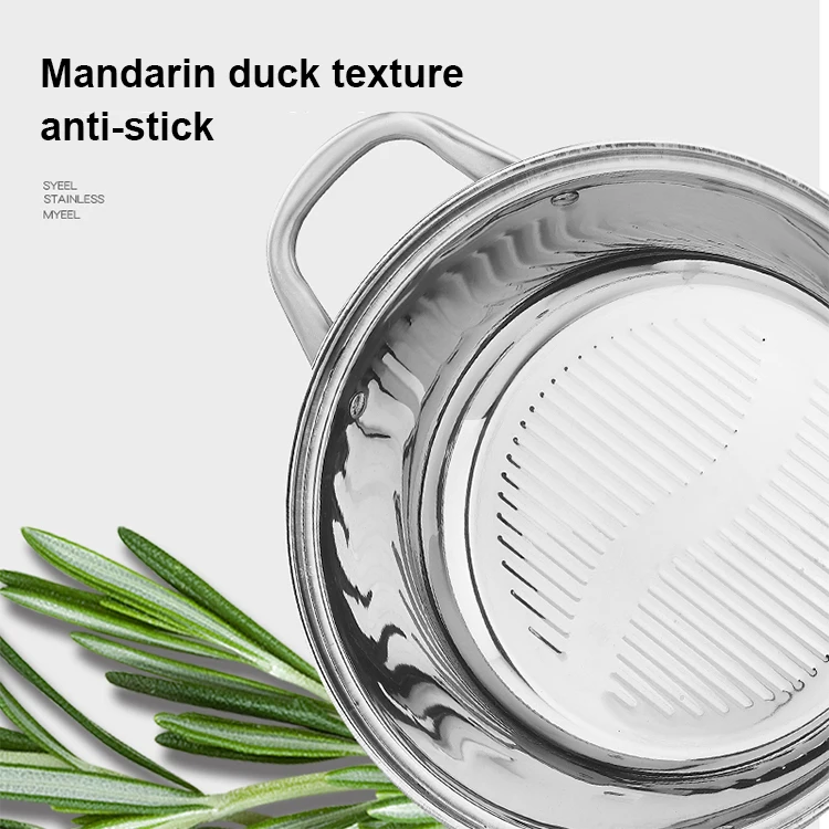 Chinese Style Stainless Steel Casserole Compartments Hot Pot With Divider