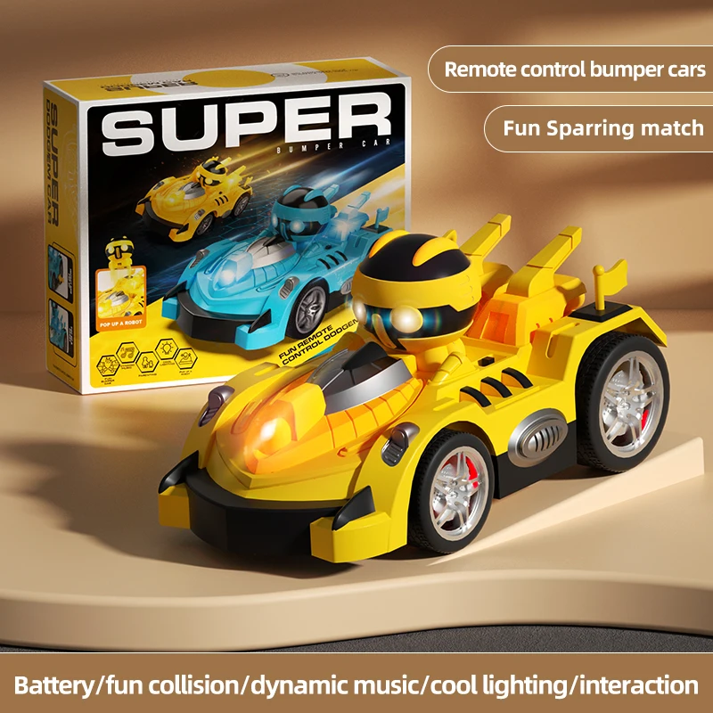 Cartoon remote control catapult bumper car battle racing Karting car vehicle With Lights Music Bump and go ahead Electric car