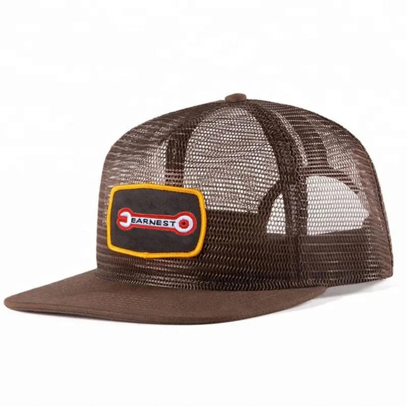 Patch Snapback Trucker Caps Full Mesh Trucker Hats Wholesale 5 Panel Flat Brim Custom Logo Embroidered Trucker Cap 5-panel Cap