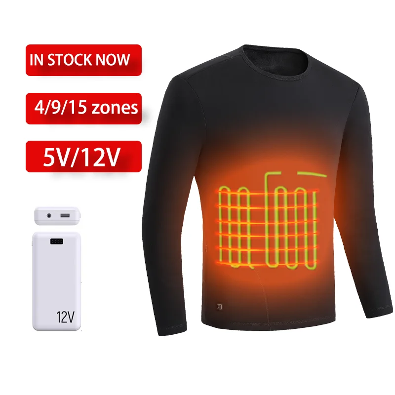 Unisex USB Electric Heated Fleece Long Sleeve Heated Thermal Underwear for men