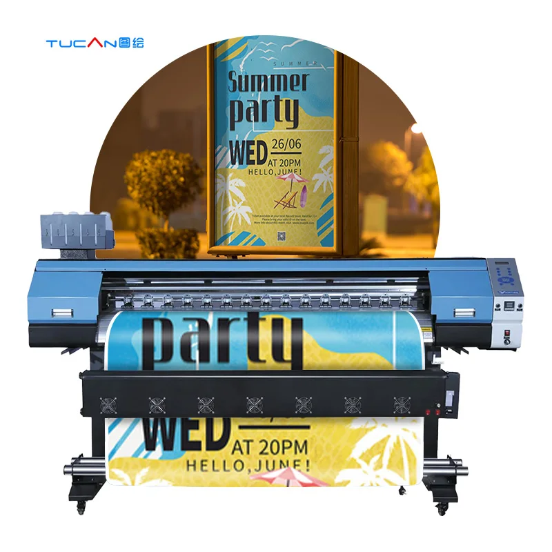 1.9m industrial digital large format banner printer i3200 xp600 eco solvent printer and cutter sticker paper inkjet printer