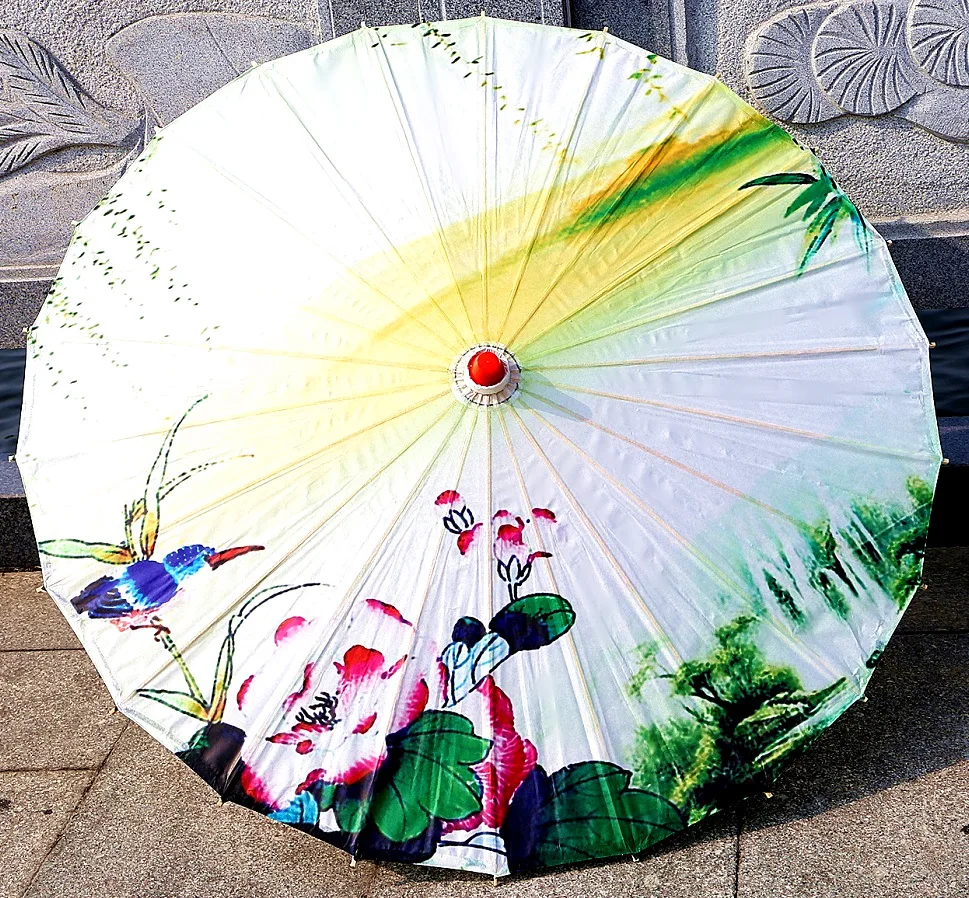 Chinese Classical Paper Umbrella Handmade Wedding Gifts Durable Straight Handle Umbrella High Quality