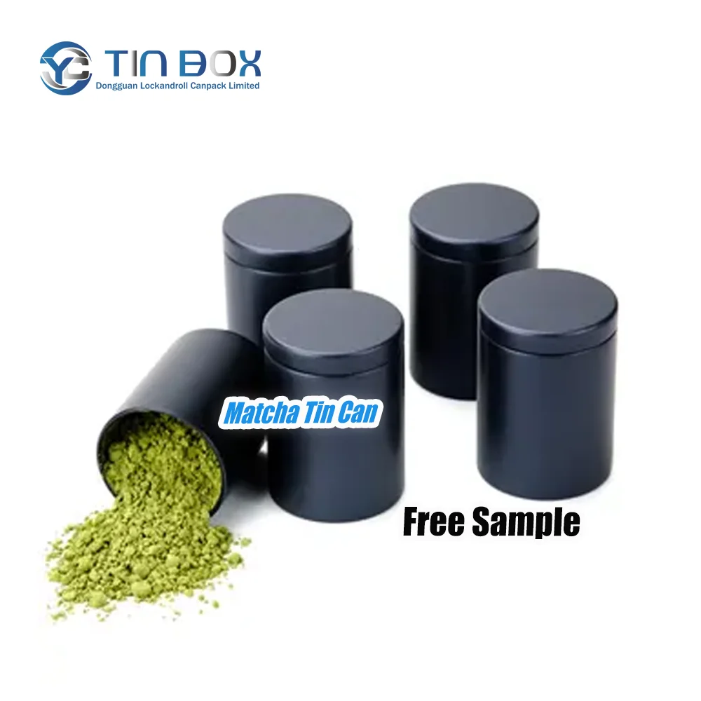 Matcha Tins Air Tight Chrome Round Tea Tin Can Double Lid Tea Canister Small Tin Packaging For Matcha Powder