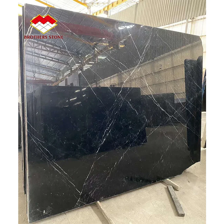2022 Prefab houses black marble tile Nero Marquina marble Black marble