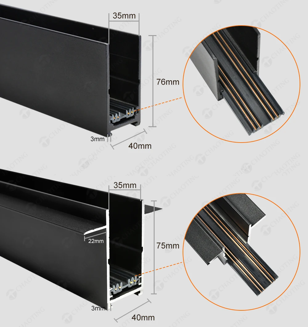 Intelligent control 4-wire magnet track lamp 1m1.5m 2m 3m lighting Track spotlight system