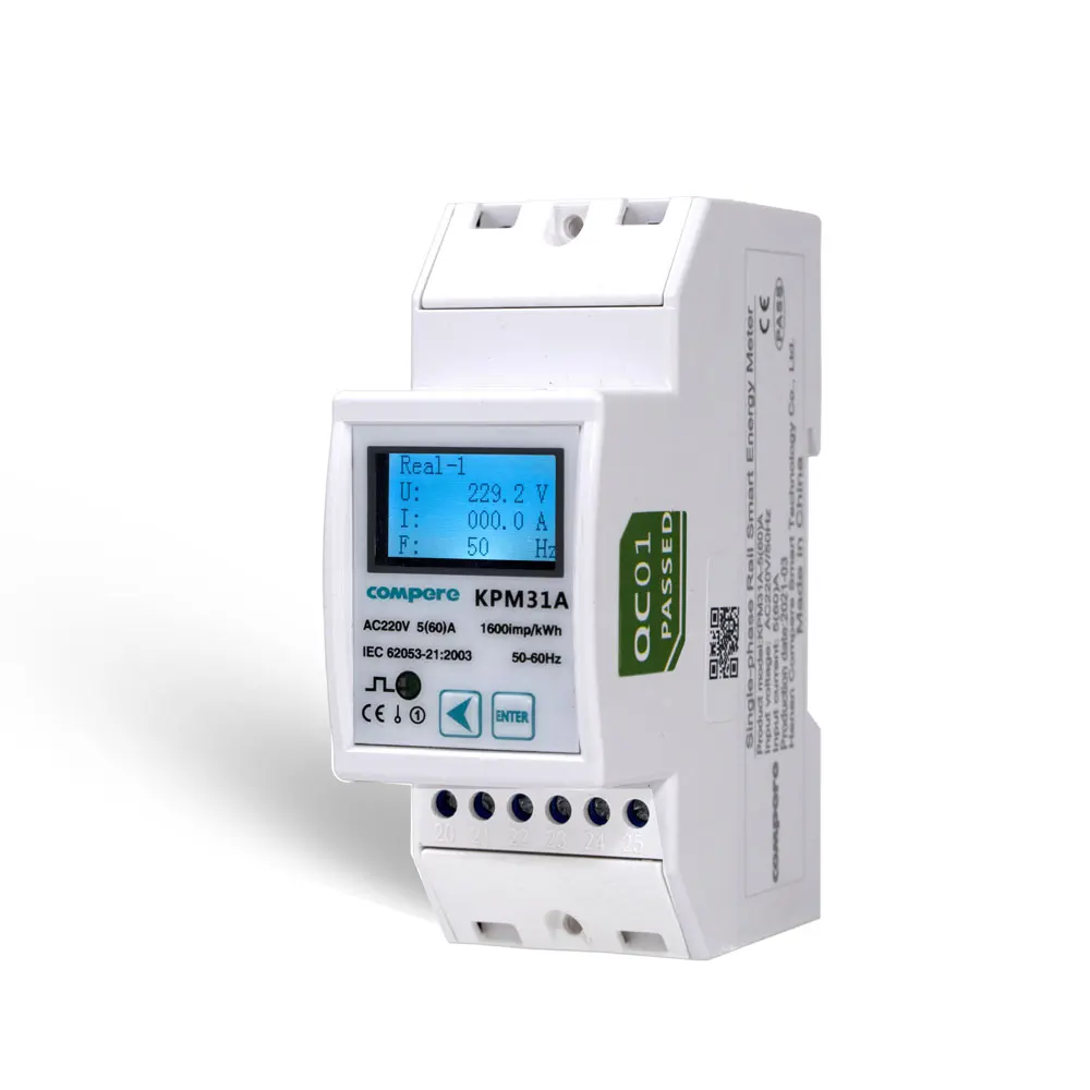 Single Phase Din Rail Smart Energy Meter AC 80-500V 220V Modular Voltmeter Gauge Indicator LCD Digital Display Detector