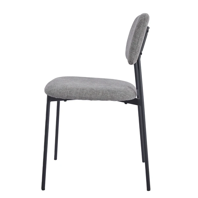 Wholesale best price factory sale home furniture armless cheap fabric seat dining chair metal frame