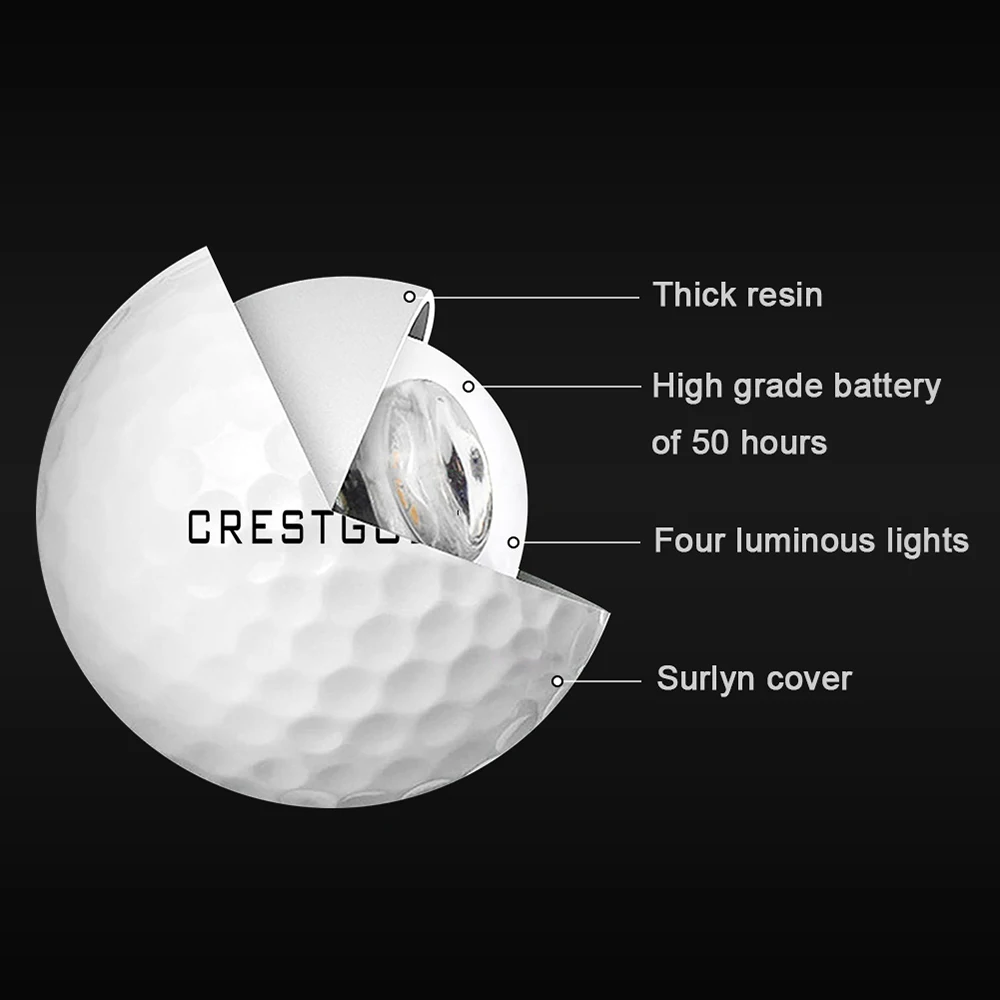Crestgolf Lighting Up Night Glow In The Dark LED Golf Balls Mixed Colors