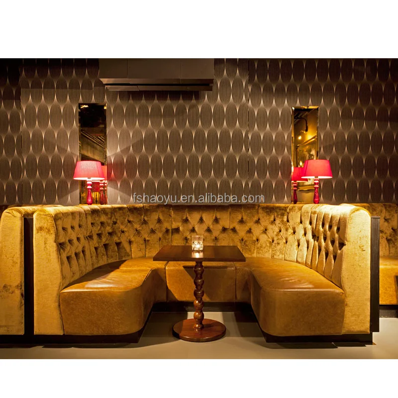 Wholesale U Shape Custom Nightclub Bar Lounge Furniture Fast Food KTV Velvet Round Nightclub Booth Seating