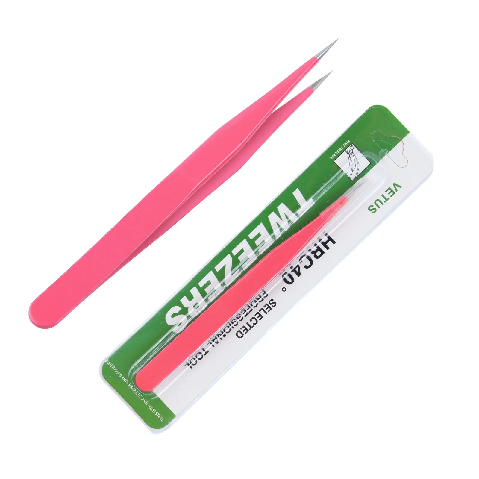 Amazon Best Selling In Stock Straight Tip Stainless Steel Tweezers Pink  Nail Tweezers Static Tweezers For Eyelash Extension