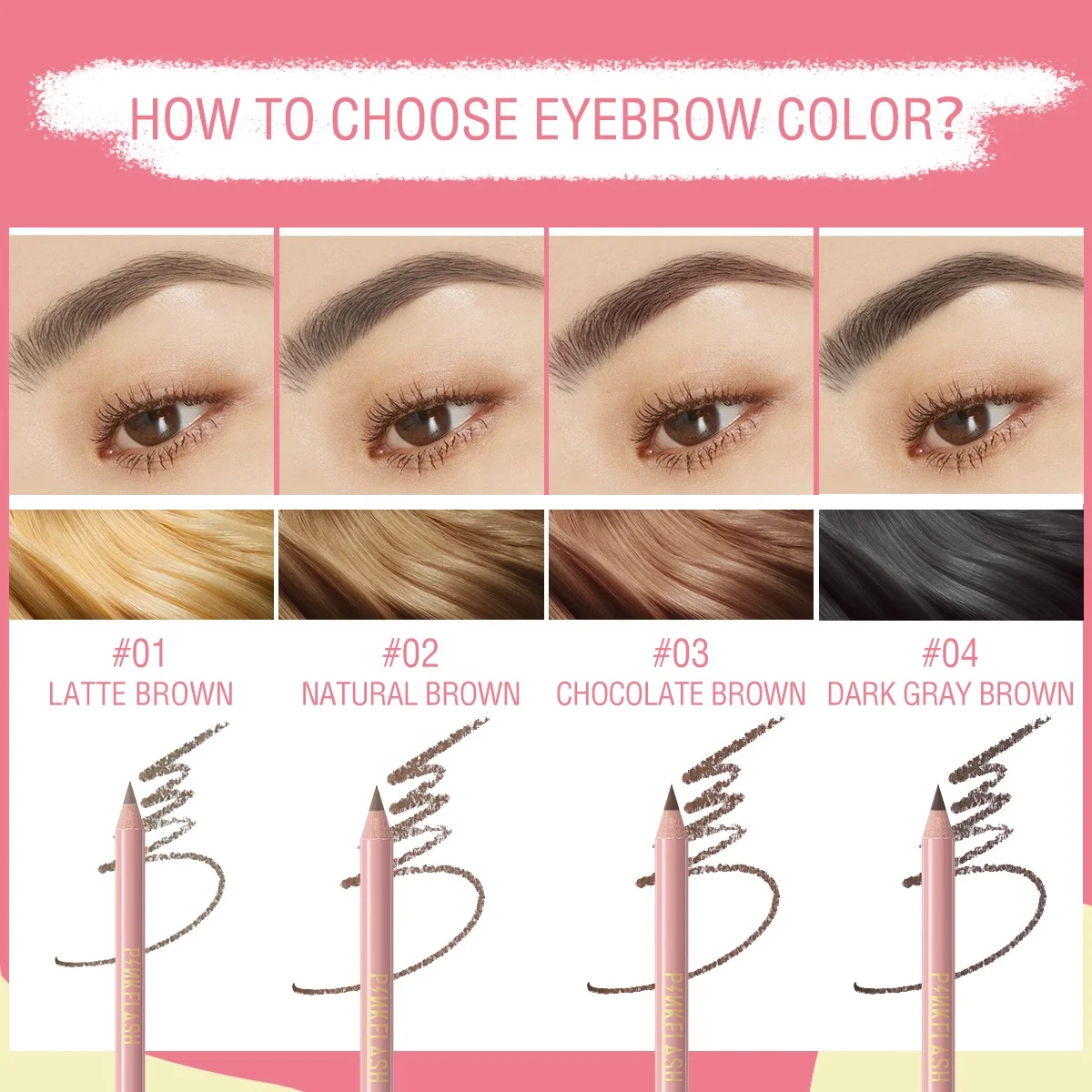 PINKFLASH PF-E02 Waterproof Durable Soft Dry Eyebrow Pencil Create Perfect Eyebrow