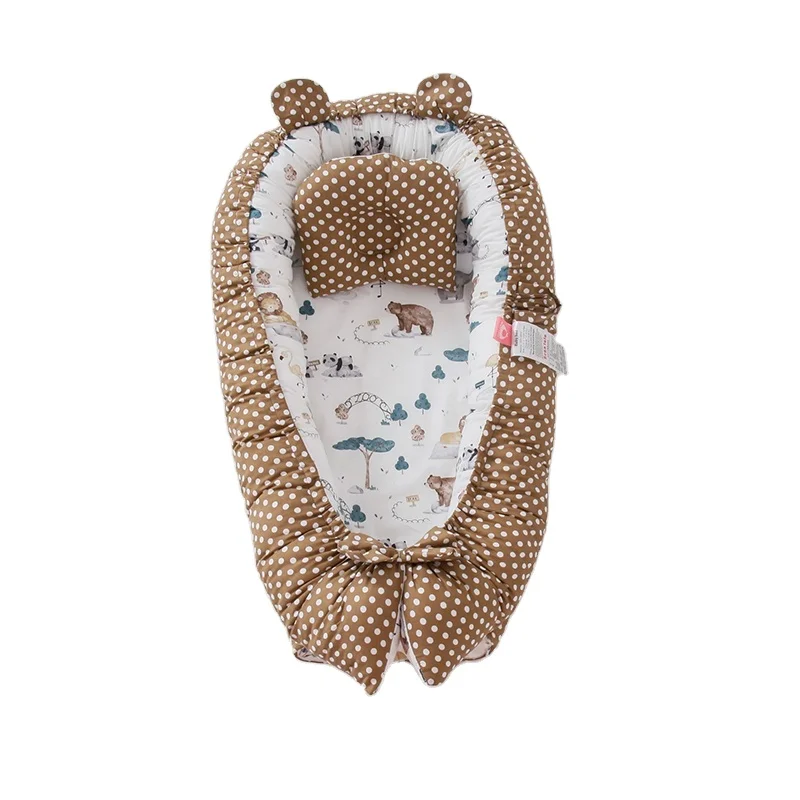 Детское гнездо для новорожденных с ручкой Съемный и моющийся шезлонг для новорожденных люлька с принтом детский шезлонг и гнездо детская кровать гнездо