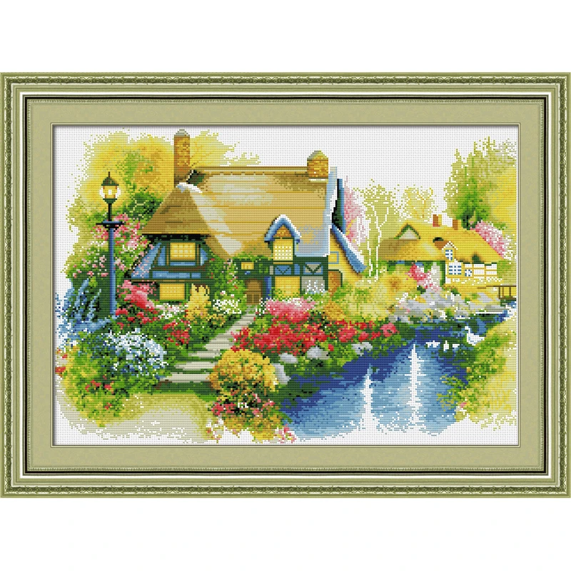 European and American Garden Villa Scenery Home Decoration Cross Stitch Handmade Needlework  Cross-Stitch