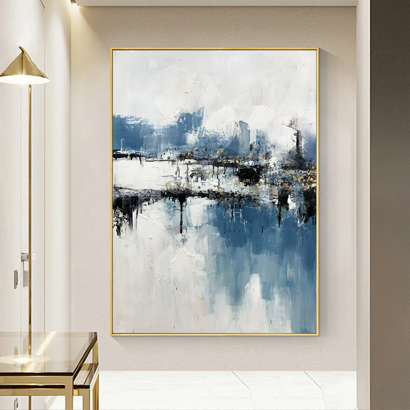 Handmade Wall Modern Painting Wall Art Painting for Living Room Silver Foil Abstract Hotel Artwork handmade painting on Canvas